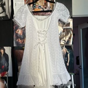 Sweetest little white eyelet dress with ribbon detail